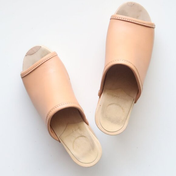 No.6 Store Camel Leather Open Toe Clogs Swedish Minimalist Sandals Clogs Mules 5 - Picture 13 of 16